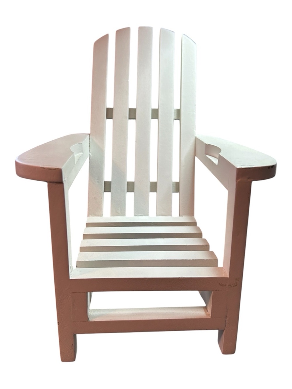 Miniature White Adirondack-Style Wooden Chair, Coastal, Beach